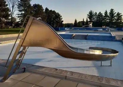 Public stainless steel water slide with curve