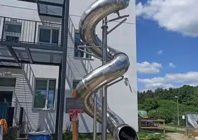 Spiral evacuation slide, school building, PH 9.5 m