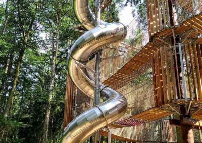 Tunnel slide in a forest park