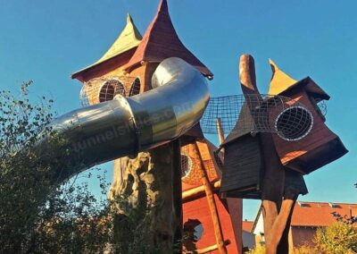 Tunnel slide from children's tower